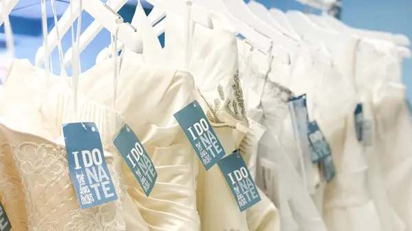 donated wedding dresses hanging