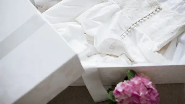 wedding dress in gift box