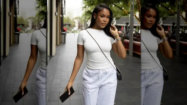 Woman in a T-Shirt and sweatpants