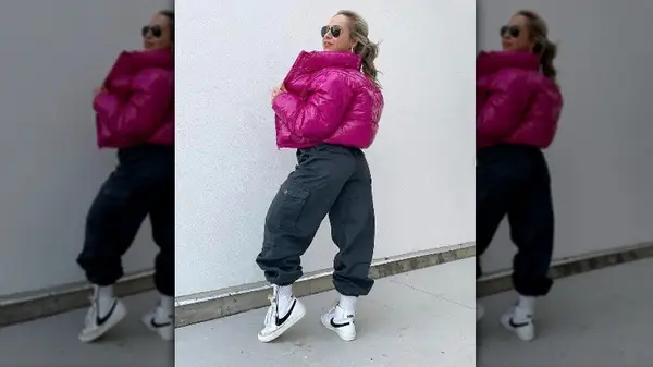 Woman wearing puffer jacket