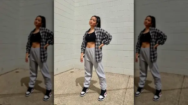 Oversized button-down and sweats