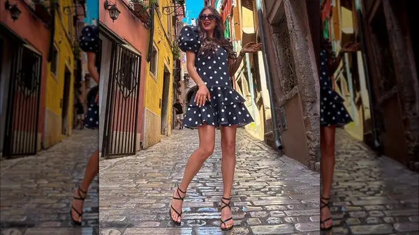 Woman in a polka dot dress