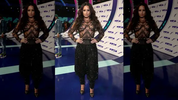Demi Lovato on the 2017 MTV Video Music Awards red carpet