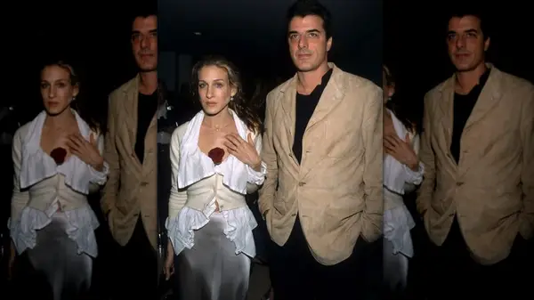 sarah jessica parker and chris noth at a party in 2000