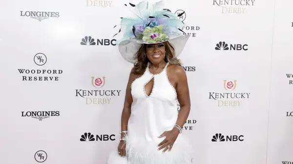 Star Jones in a white feathered dress