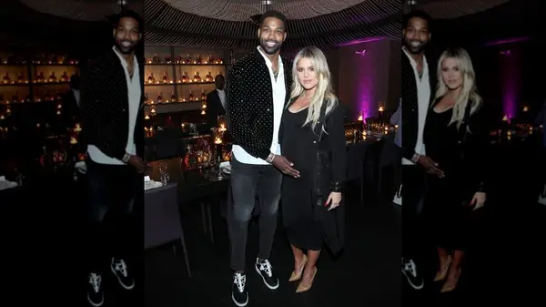 Khloe Kardashian posing with Tristan Thompson