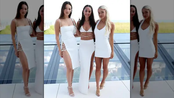 Livvy Dune in a white dress