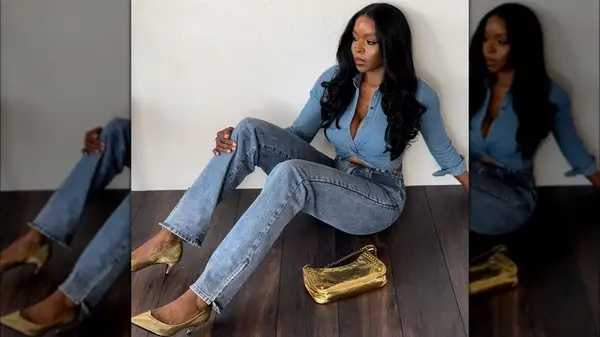 Woman in double denim