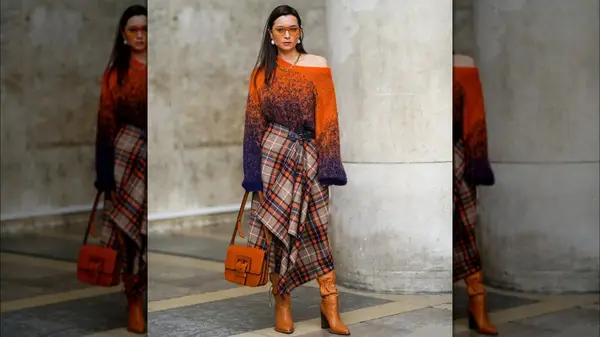 Woman in an orange skirt 