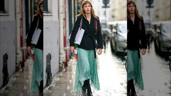 Woman in a handkerchief skirt 