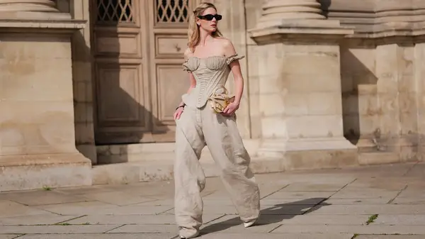 Woman wears linen outfit