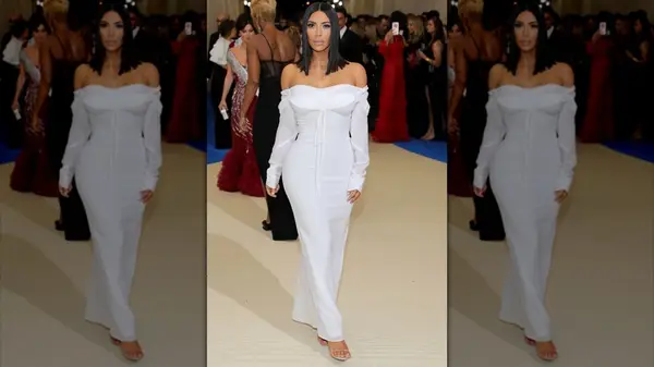 Kim Kardashian in white at the Met Gala