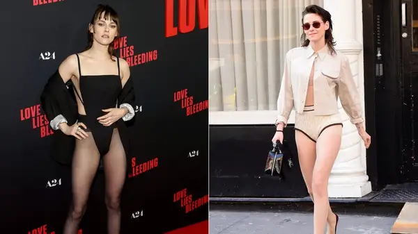 Kristen Stewart in 2024, side by side photos