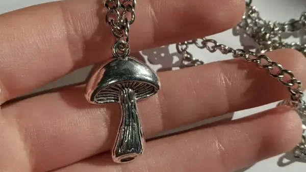Silver mushroom charm