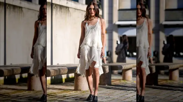 A woman in a white dress 