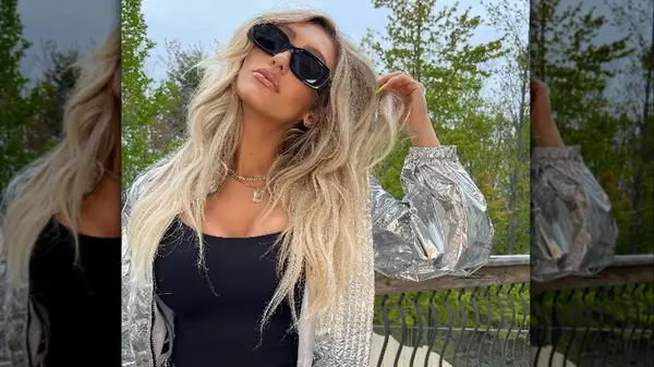 woman in silver jacket