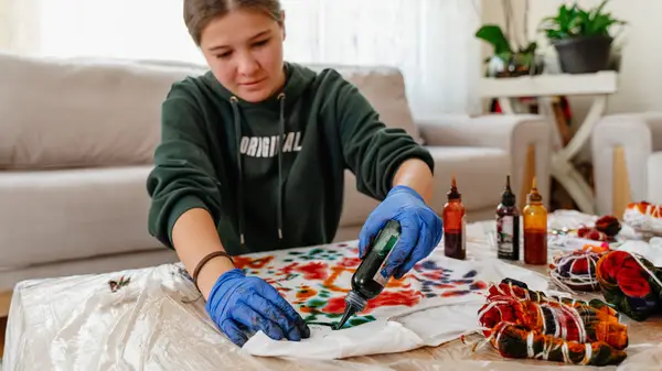 Girl using tie dye