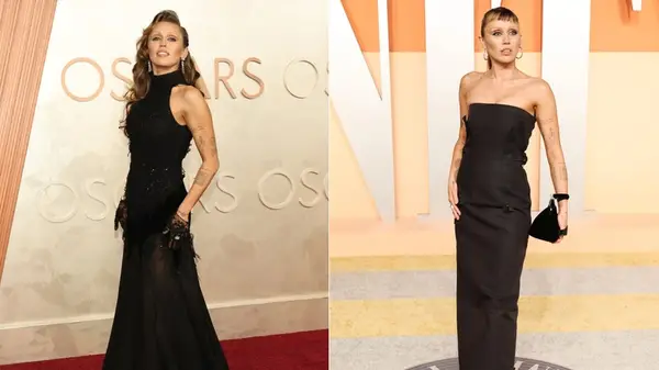 Miley Cyrus wearing black dresses in 2025