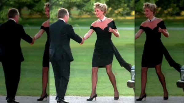 Princess Diana in a black dress