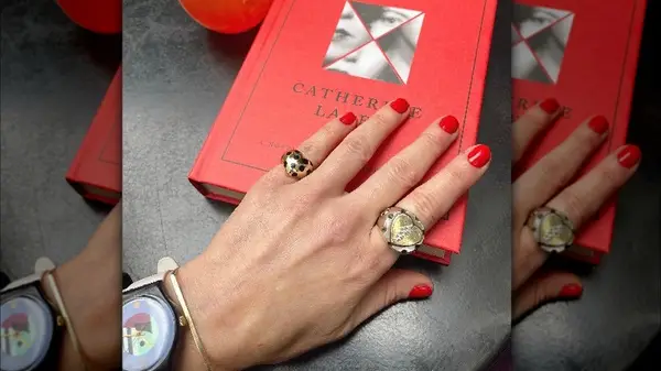 heart and polka dots pink ring