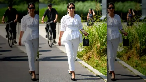 Woman in white jeans