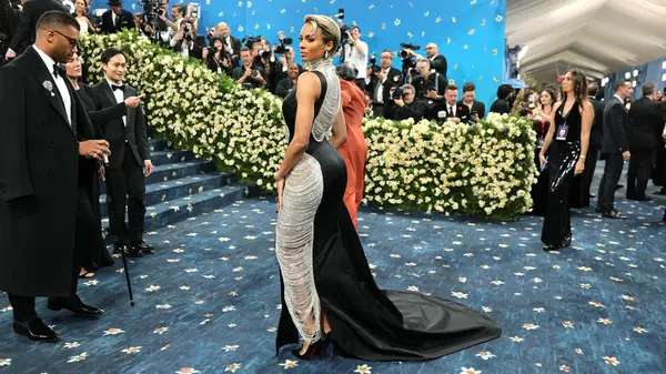 Ciara in a black gown on the red carpet at the Met Gala