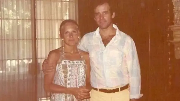 First Lady Jill Biden and President Joe Biden casually dressed in a throwback photo