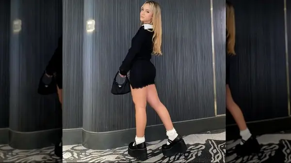 Person in platform mary janes