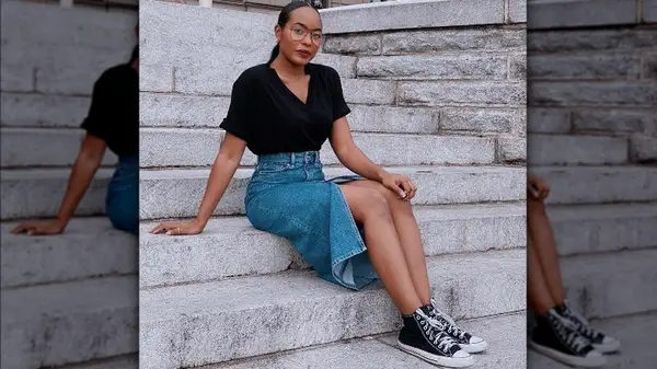 woman sitting on steps