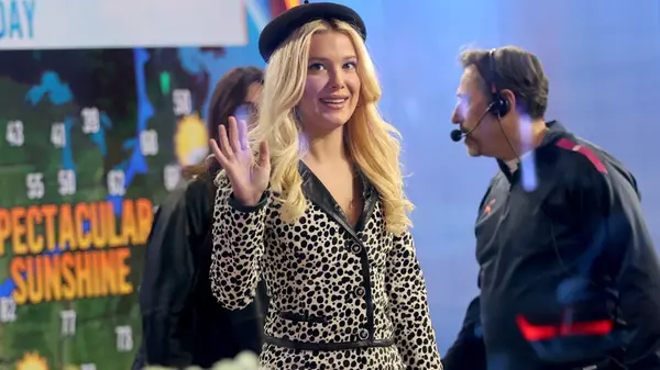 millie brobby brown on the today show wearing leopard print