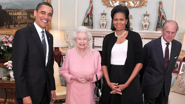 Barack and Michelle Obama with Queen Elizabeth and Prince Philip