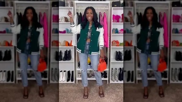 Plaid shirt with varsity jacket