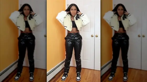 Leather pants and letterman jacket