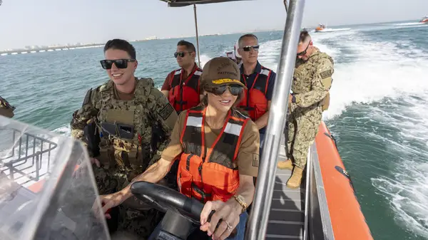 kristi noem may 2025 with the US coast guard