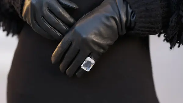 Leather gloves and ring