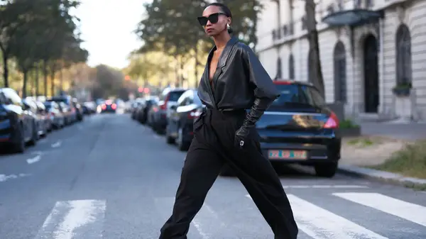 Woman crossing street