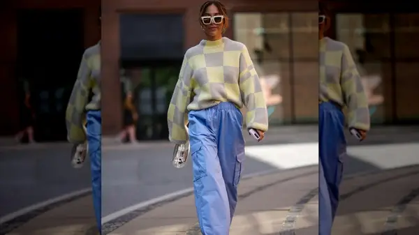 Checkerboard tucked sweater