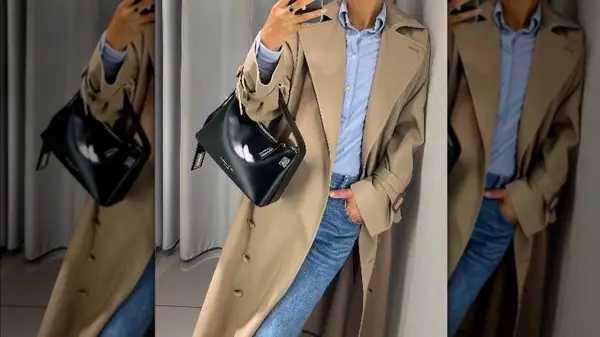 Woman wearing trench coat