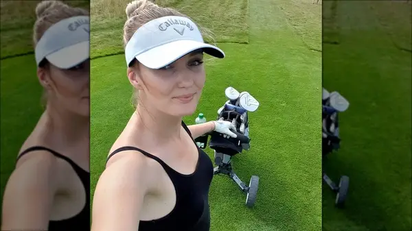 Woman wearing a visor