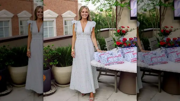 Cameran Eubanks in a floral maxi dress