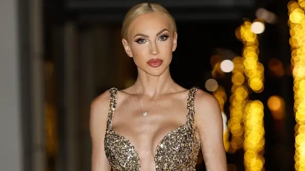 Christine Quinn in a sequin dress