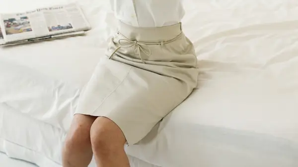 Beige knee-length skirt 