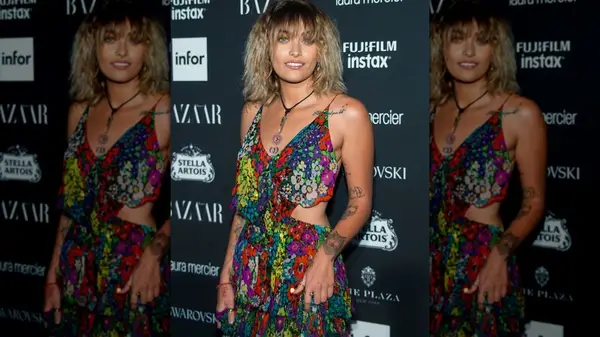 Paris Jackson in a multi-colored dress