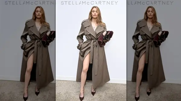 Paris Jackson wearing a brown trench coat
