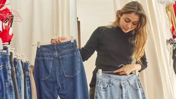 Woman shopping for jeans