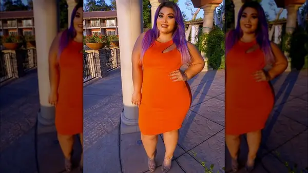Woman in an orange dress