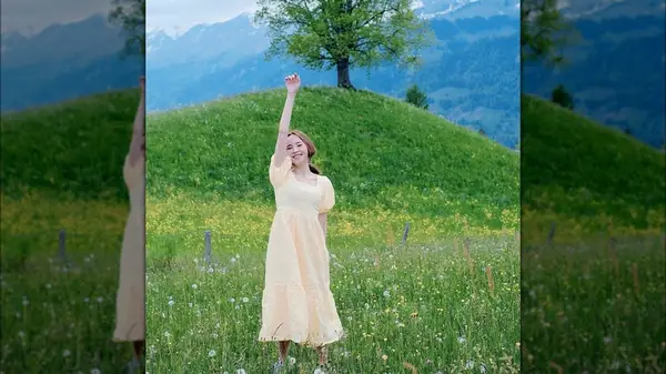 Woman in a yellow dress