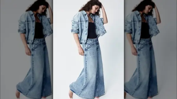 Woman in denim skirt 