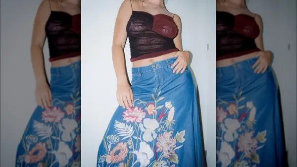 Woman in denim skirt 