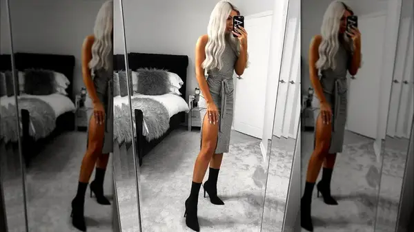 Woman wearing sock boots